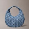 Allover Emblem Logo Denim Hobo Bag