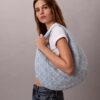 Allover Emblem Logo Denim Hobo Bag