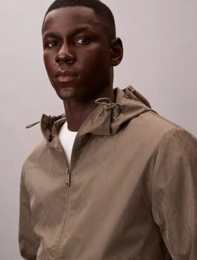 Allover Emblem Logo Windbreaker Jacket