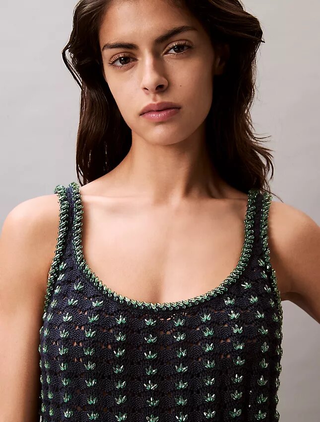 Beaded Cotton Crochet Tank Beaded Cotton Crochet Tank