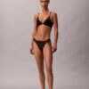 Ck Black Floral Lace Lightly Lined Plunge Bra