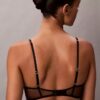 Ck Black Floral Lace Lightly Lined Plunge Bra