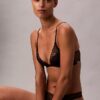 Ck Black Floral Lace Lightly Lined Plunge Bra