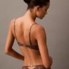 Ck Black Floral Lace Push up Plunge Bra