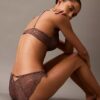 Ck Black Floral Lace Push up Plunge Bra