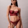 Ck Black Floral Lace Unlined Balconette Bra