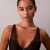 Ck Black Geo Lace Lightly Lined Plunge Bra
