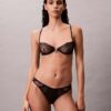 Ck Black Geo Lace Unlined Balconette Bra