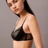 Ck Black Geo Lace Unlined Plunge Bra