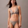Ck Black Geo Lace Unlined Triangle Bra