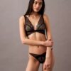 Ck Black Geo Lace Unlined Triangle Bra