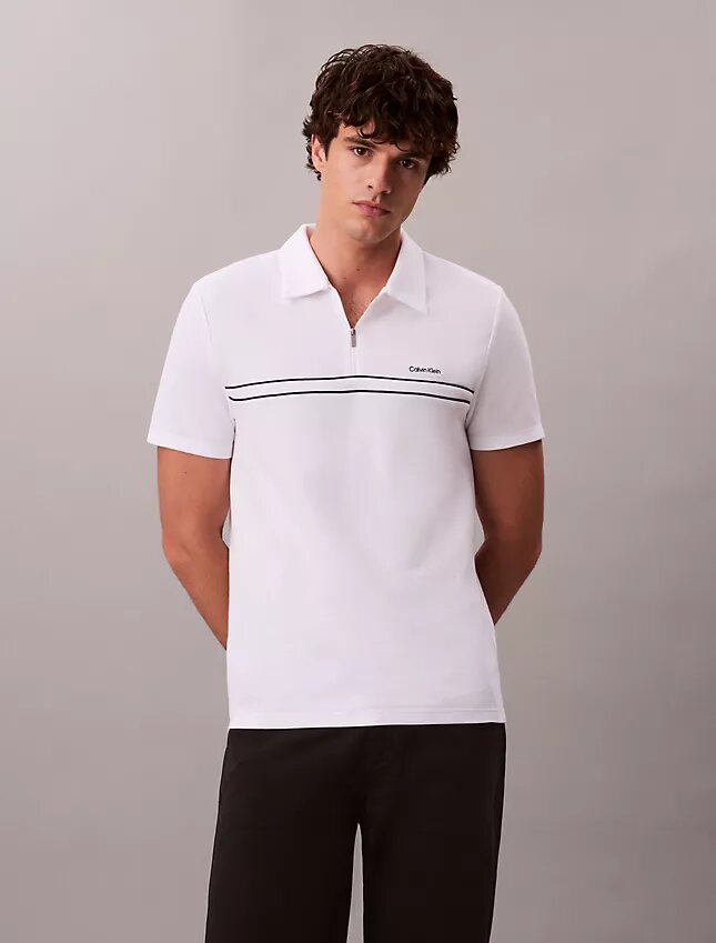 Contrast Piping Quarter Zip Polo Shirt Contrast Piping Quarter Zip Polo Shirt
