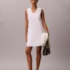 Cotton Blend V-Neck Mini Dress