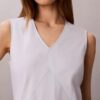 Cotton Blend V-Neck Mini Dress