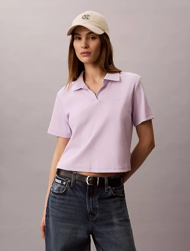 Cotton Contour Rib Polo Tee Cotton Contour Rib Polo Tee