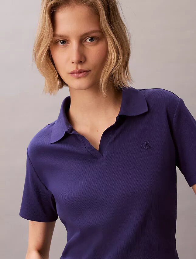 Cotton Contour Rib Polo Tee Cotton Contour Rib Polo Tee