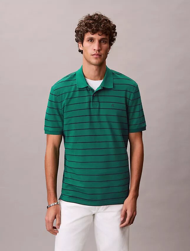Cotton Pique Stripe Classic Polo Shirt Cotton Pique Stripe Classic Polo Shirt