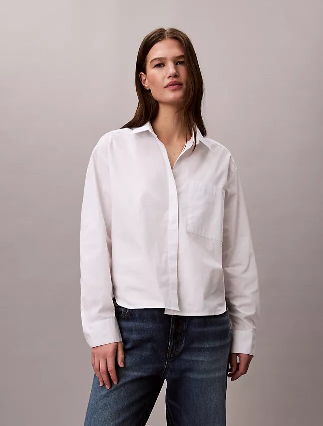 Cotton Poplin Boxy Button-Down Shirt Cotton Poplin Boxy Button-Down Shirt
