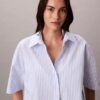 Cotton Poplin Relaxed Short Sleeve Sleep Shirt