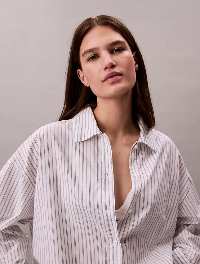 Cotton Poplin Relaxed Sleep Button-Down Shirt Cotton Poplin Relaxed Sleep Button-Down Shirt