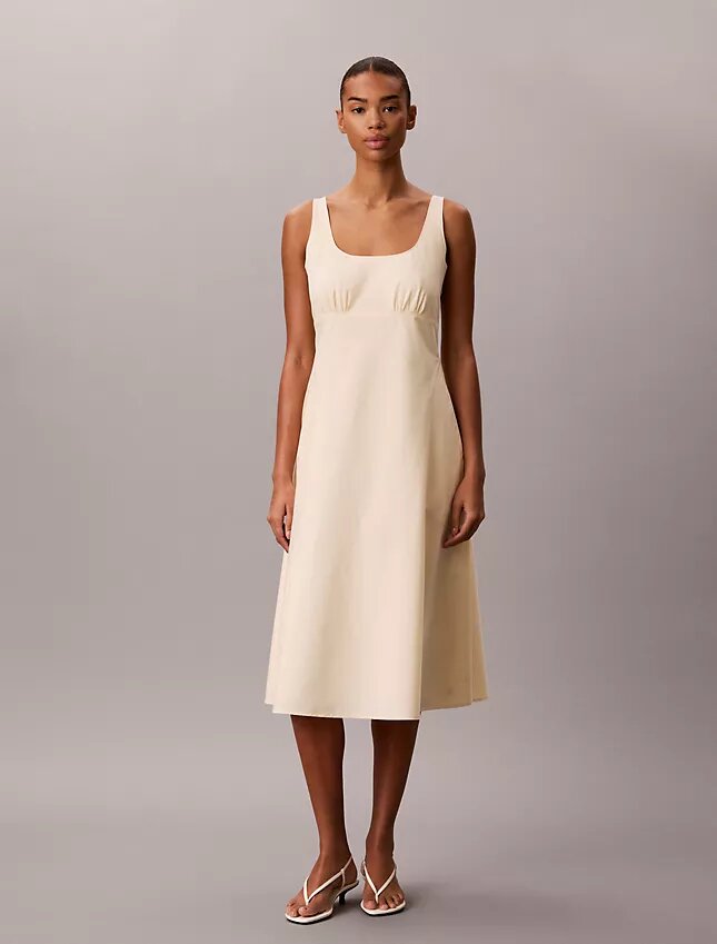 Cotton Poplin Sleeveless Midi Dress Cotton Poplin Sleeveless Midi Dress