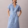 Cotton Poplin Stripe Midi Dress