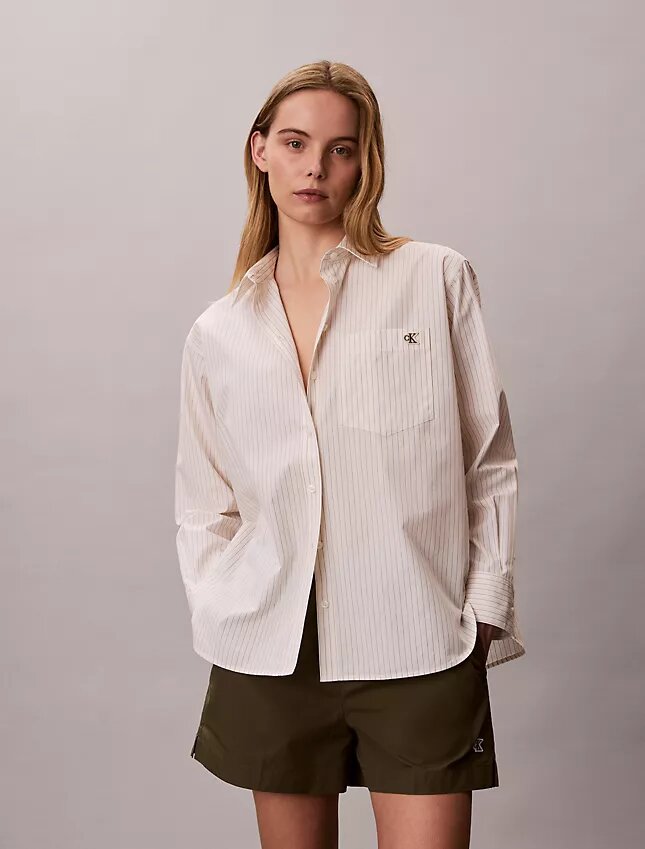 Cotton Poplin Stripe Relaxed Button-Down Shirt Cotton Poplin Stripe Relaxed Button-Down Shirt