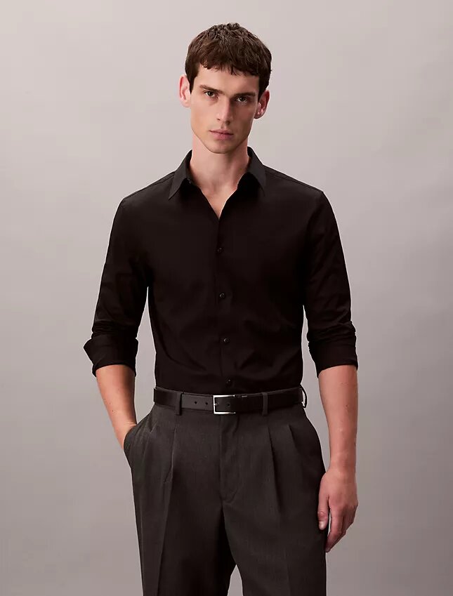Cotton Stretch Poplin Slim Button-Down Shirt Cotton Stretch Poplin Slim Button-Down Shirt