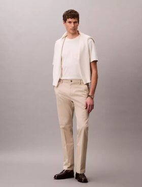 Cotton Stretch Straight Trousers