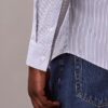 Cotton Stretch Stripe Slim Button-Down Shirt
