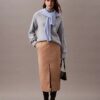 Crepe Midi Pencil Skirt