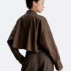Cropped Dolman Relaxed Button-Down Shirt