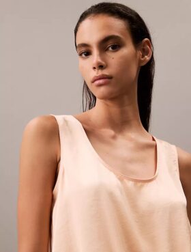 Crushed Satin Tie Front Tank Top