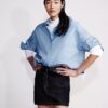 Denim Asymmetric Waist Mini Skirt