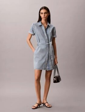 Denim Belted Mini Dress