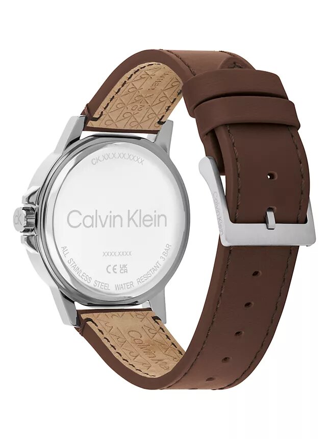 Emblem Dial Leather Strap Watch Emblem Dial Leather Strap Watch