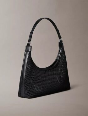 Emblem Logo Mesh Shoulder Bag