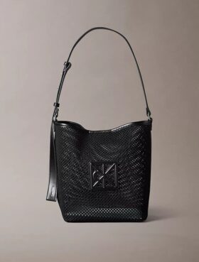 Emblem Mesh Bucket Bag