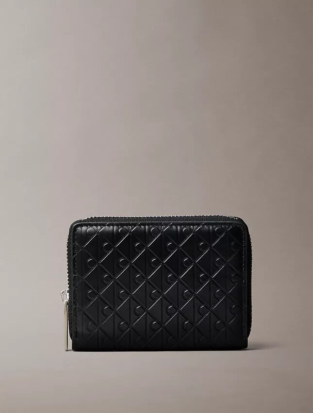 Embossed Allover Monogram Zip Coin Pouch Embossed Allover Monogram Zip Coin Pouch