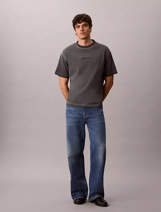Faded Dye Logo Graphic Classic Crewneck T-Shirt Faded Dye Logo Graphic Classic Crewneck T-Shirt