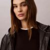 Faux Leather Hooded Jacket