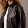 Faux Leather Relaxed Shirt Jacket