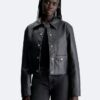 Faux Leather Shirt Jacket
