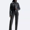 Faux Leather Shirt Jacket