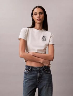 Flower Logo Graphic Slim T-Shirt