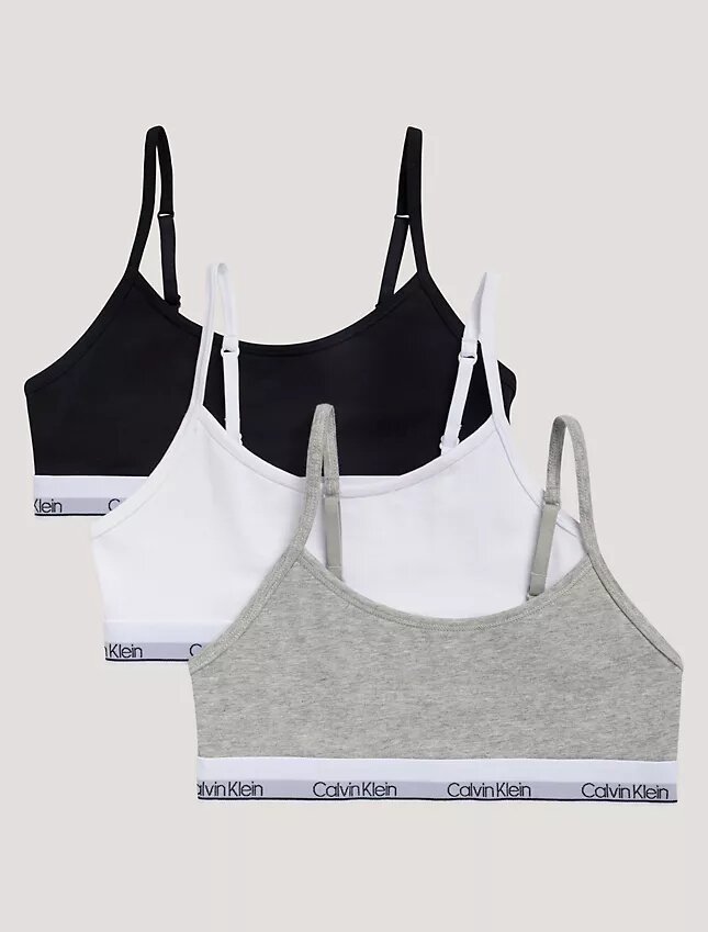 Girls Cotton Stretch 3-Pack Unlined Cropped Bralette Girls Cotton Stretch 3-Pack Unlined Cropped Bralette