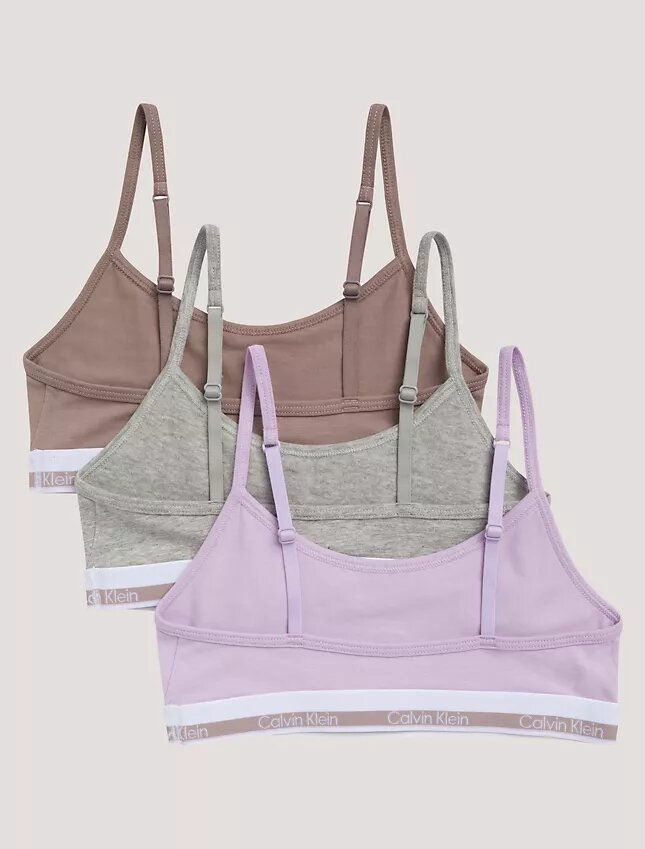 Girls Varsity Cotton Stretch 3-Pack Cropped Bralette Girls Varsity Cotton Stretch 3-Pack Cropped Bralette