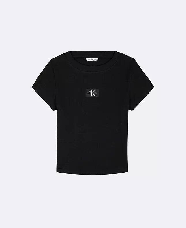 Girls Woven Monologo Rib T-Shirt Girls Woven Monologo Rib T-Shirt