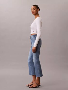 High Rise Cropped Flared Jeans