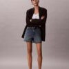 High Rise Midi Denim Shorts